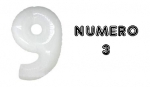 Numero 3 Bianco - 100cm Mylar Foil Gonfiabile - al pz