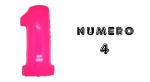 Numero 4 Fuchsia Neon - 100cm Mylar Foil Gonfiabile - al pz